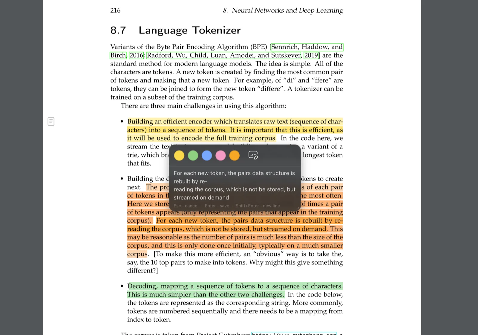 Color text highlights in the Papyrium reader