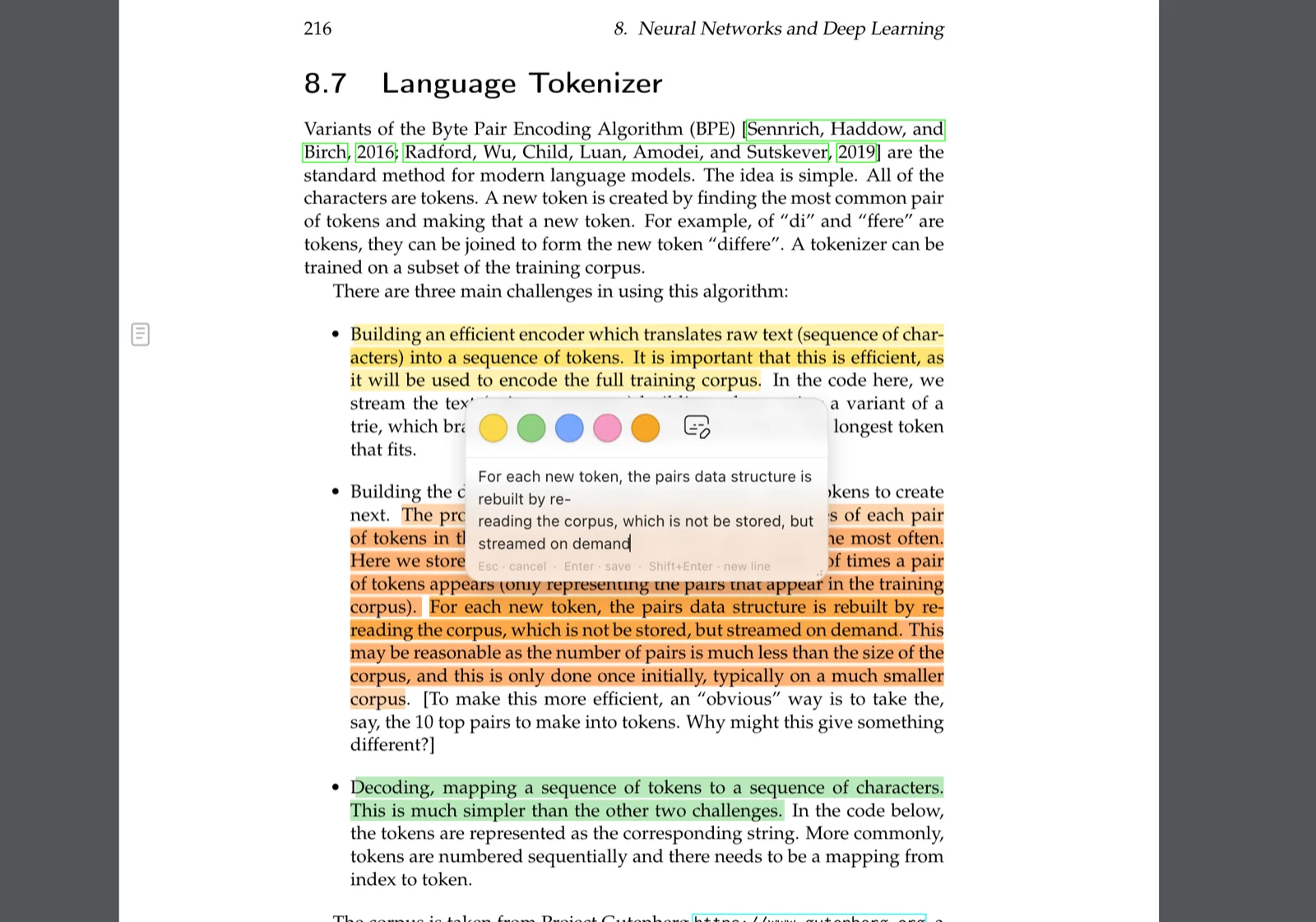 Color text highlights in the Papyrium reader