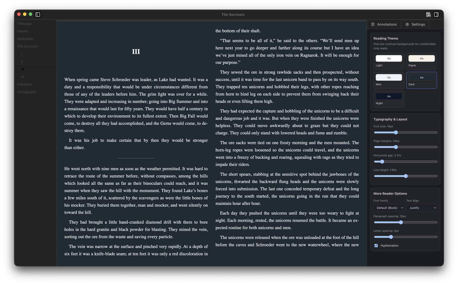 Built-in Reader — view 1, dark theme