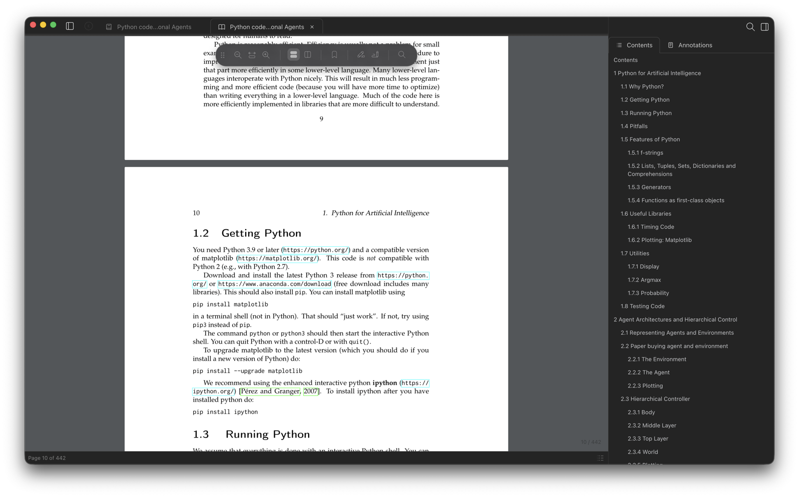 Built-in Reader — view 2, dark theme