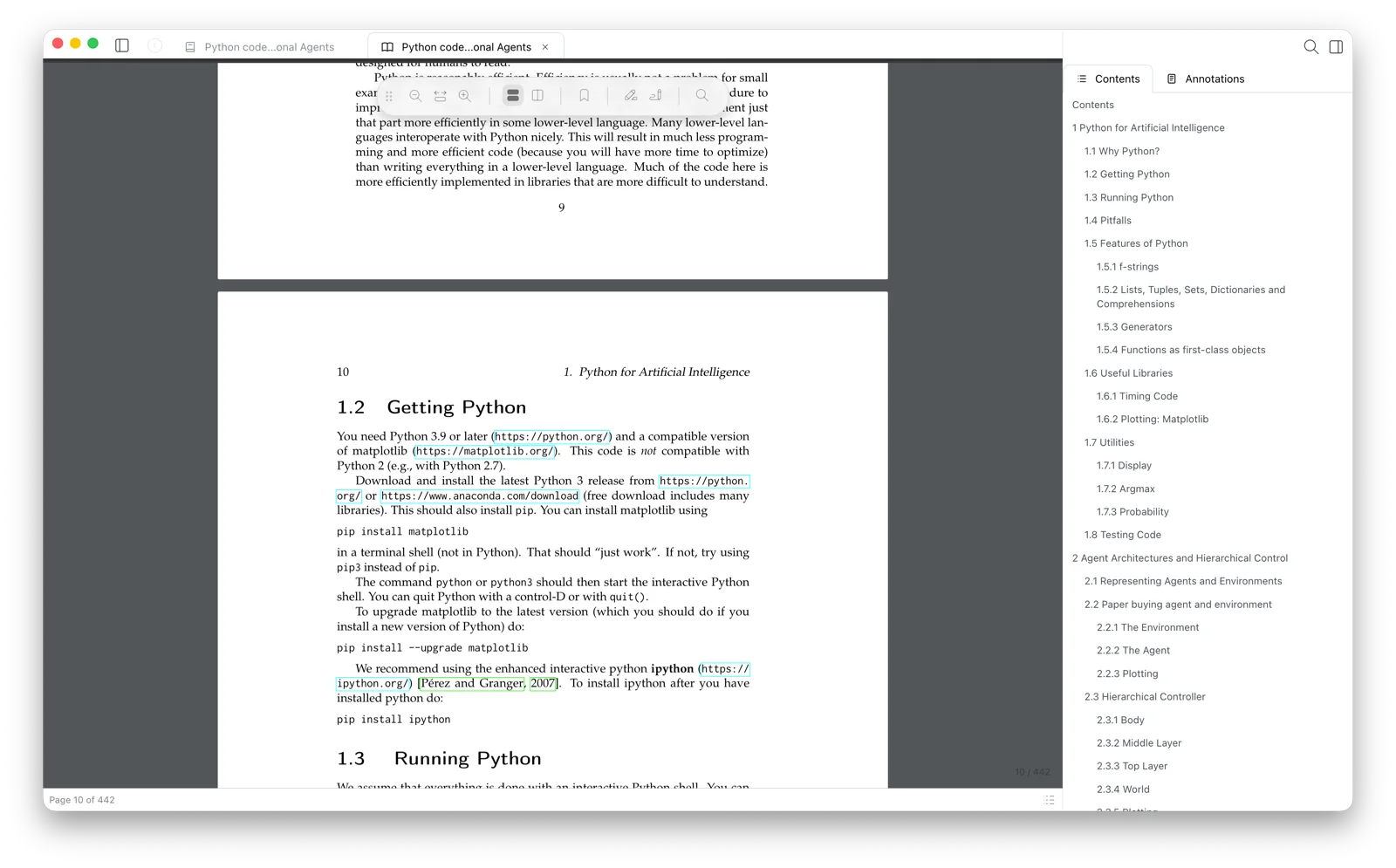 Papyrium PDF reader in continuous scroll