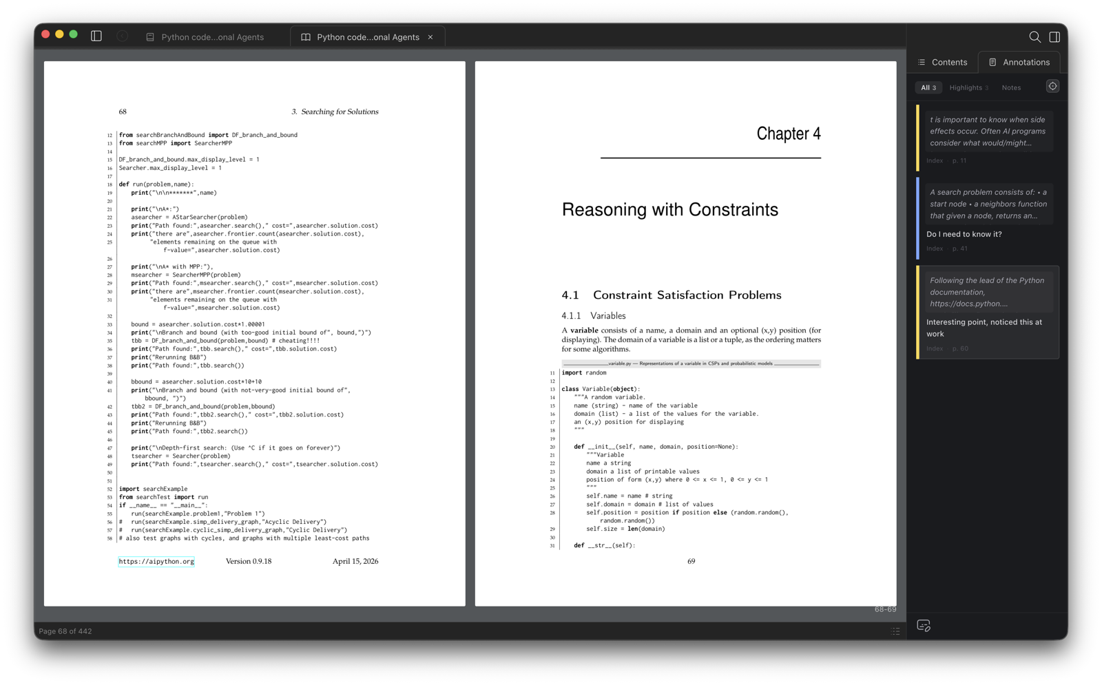 Built-in Reader — view 3, dark theme